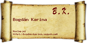 Bogdán Karina névjegykártya